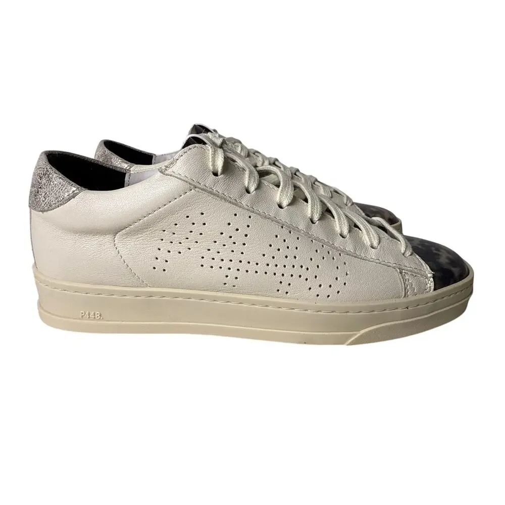 P448 Jack Turtle Sneakers Casual Womens EU37 M US 6.5-7 Leather Faux Fur Lace Up - Picture 4 of 14